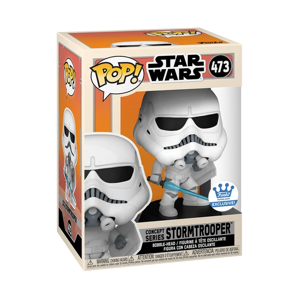 Figura coleccionable de un funko stormtroopper en caja